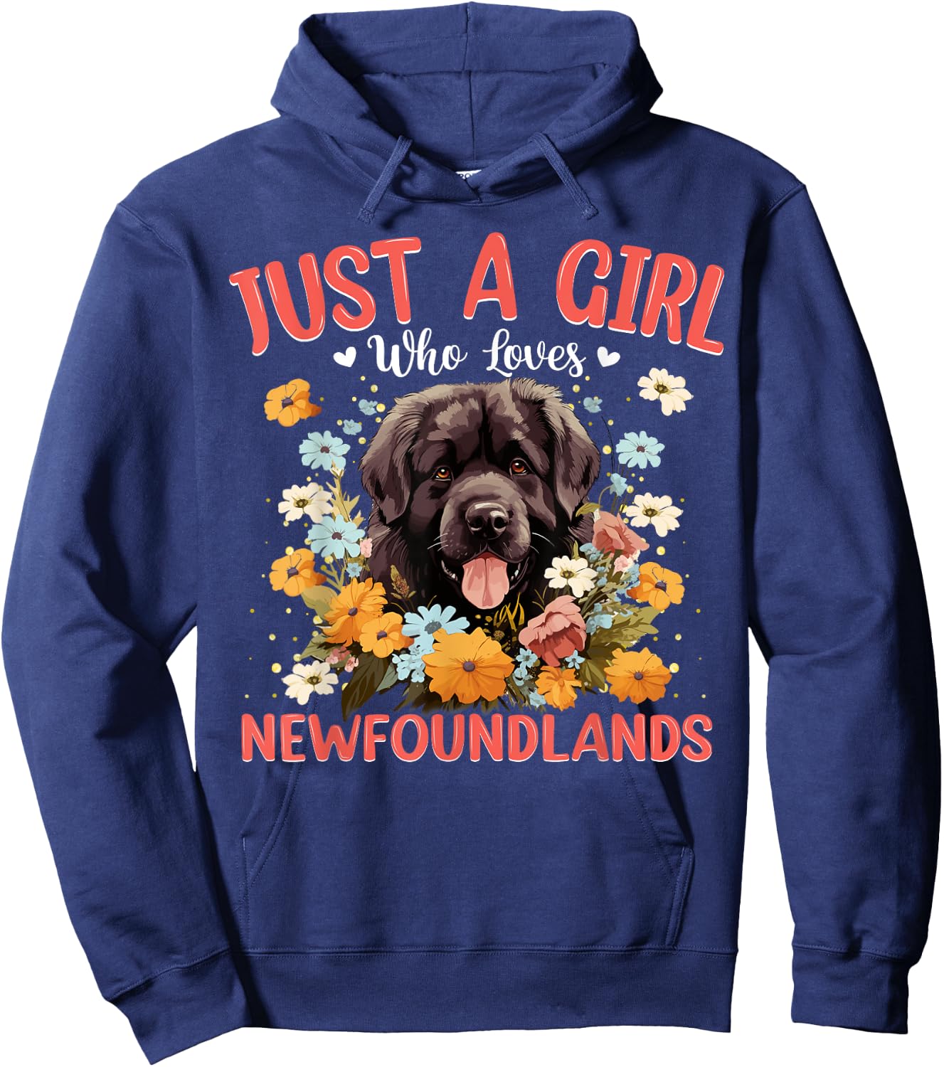 Just A Girl Who Loves Newfoundland Dog Women and Girls Hoodie - Hoodie | Navy