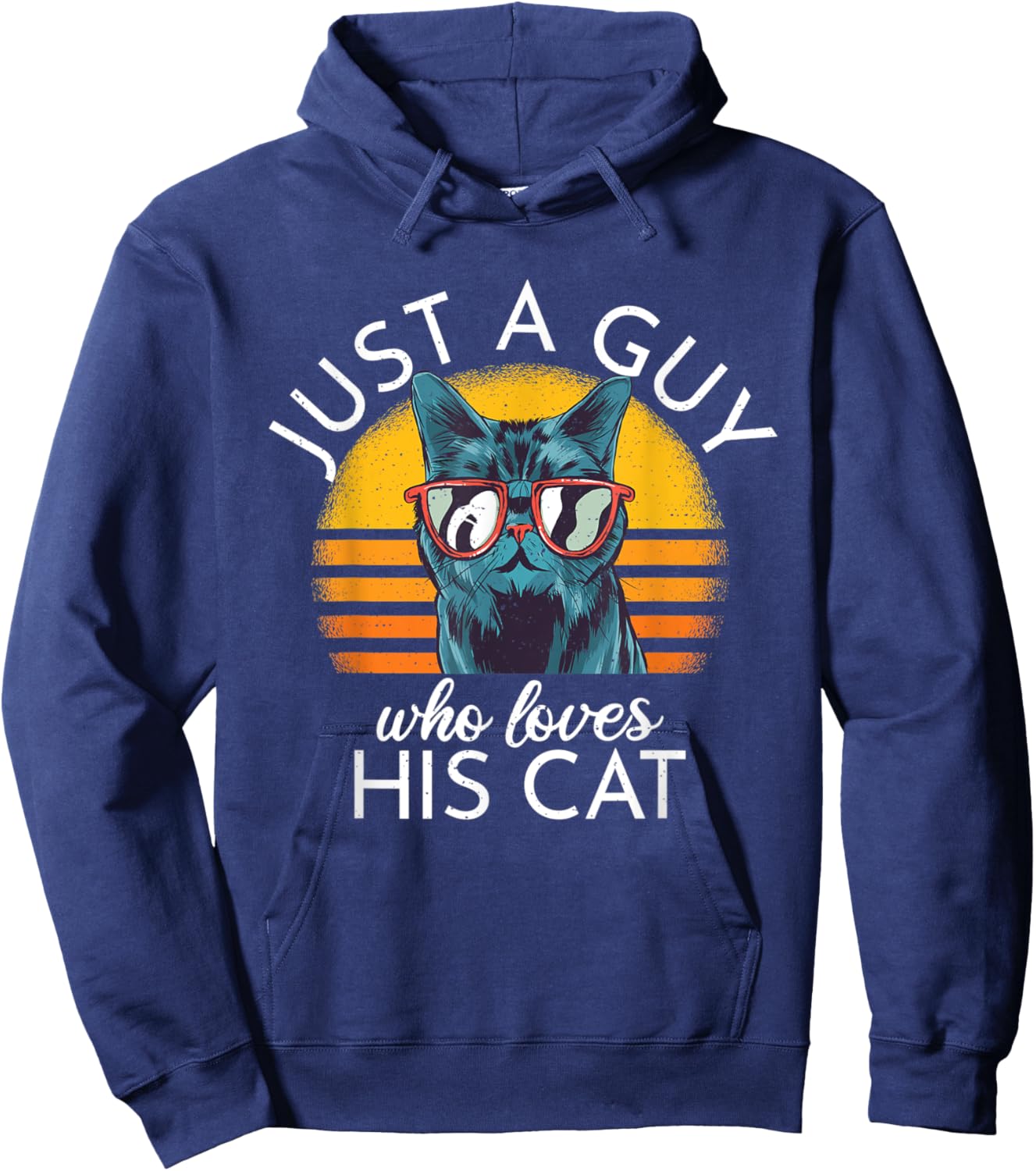 Just a Guy Who Loves His Cat cats Retro Vinatge Women Hoodie - Hoodie | Navy