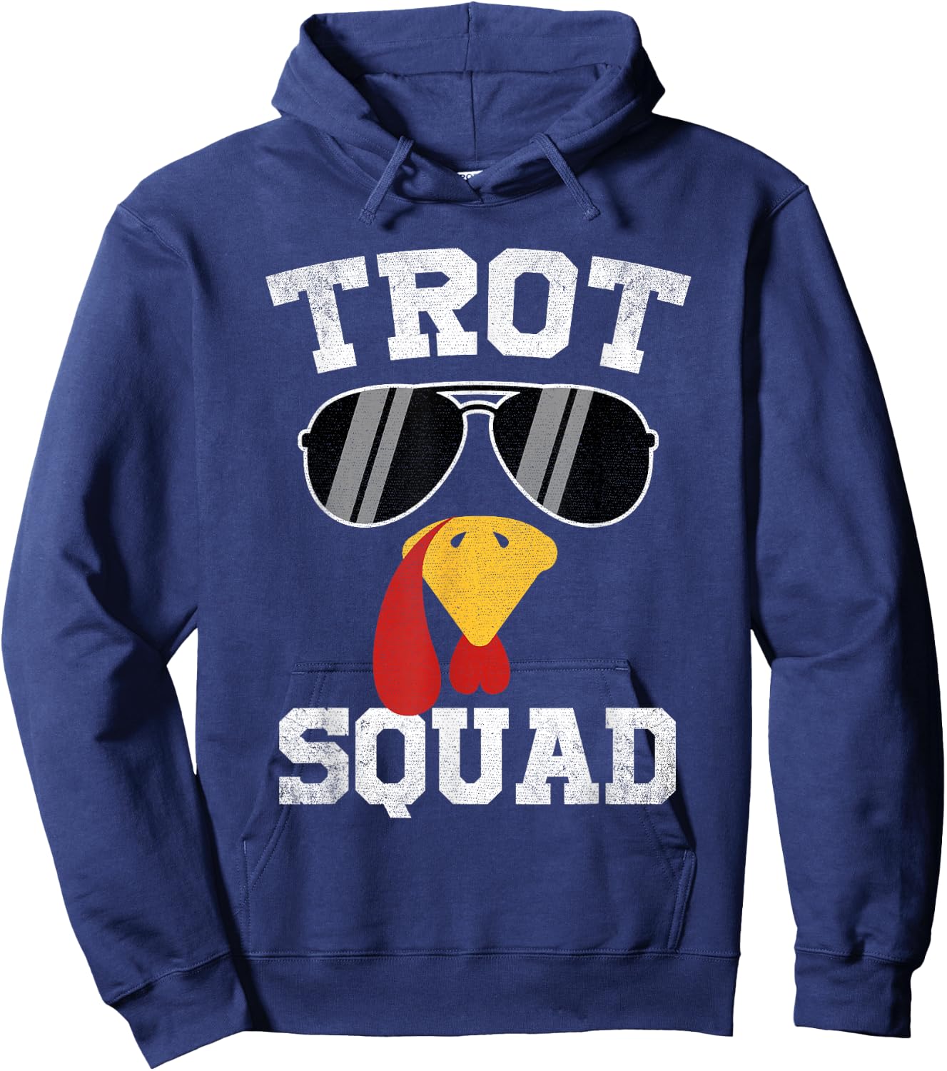 Running Turkey Sunglasses Trot Squad Thanksgiving Hoodie - Hoodie | Navy