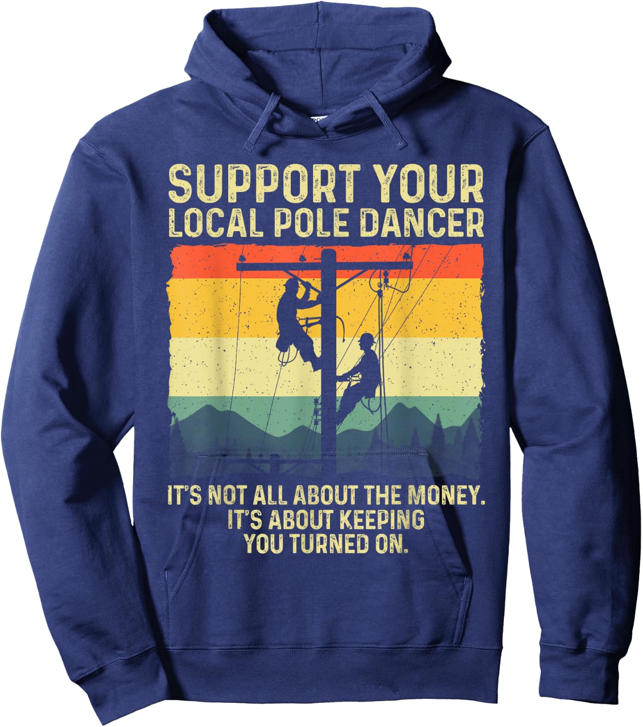 Funny Lineman Design For Electrician Men Electrical Lineman Hoodie - Hoodie | Navy