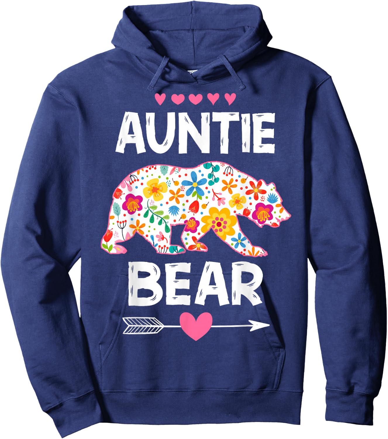 Auntie Bear Cute Floral Mother's Day Family Matching Party Hoodie - Hoodie | Navy