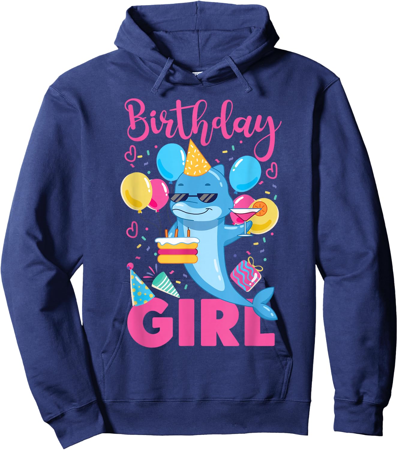 Dolphin Birthday Birthday Girl Hoodie - Hoodie | Navy