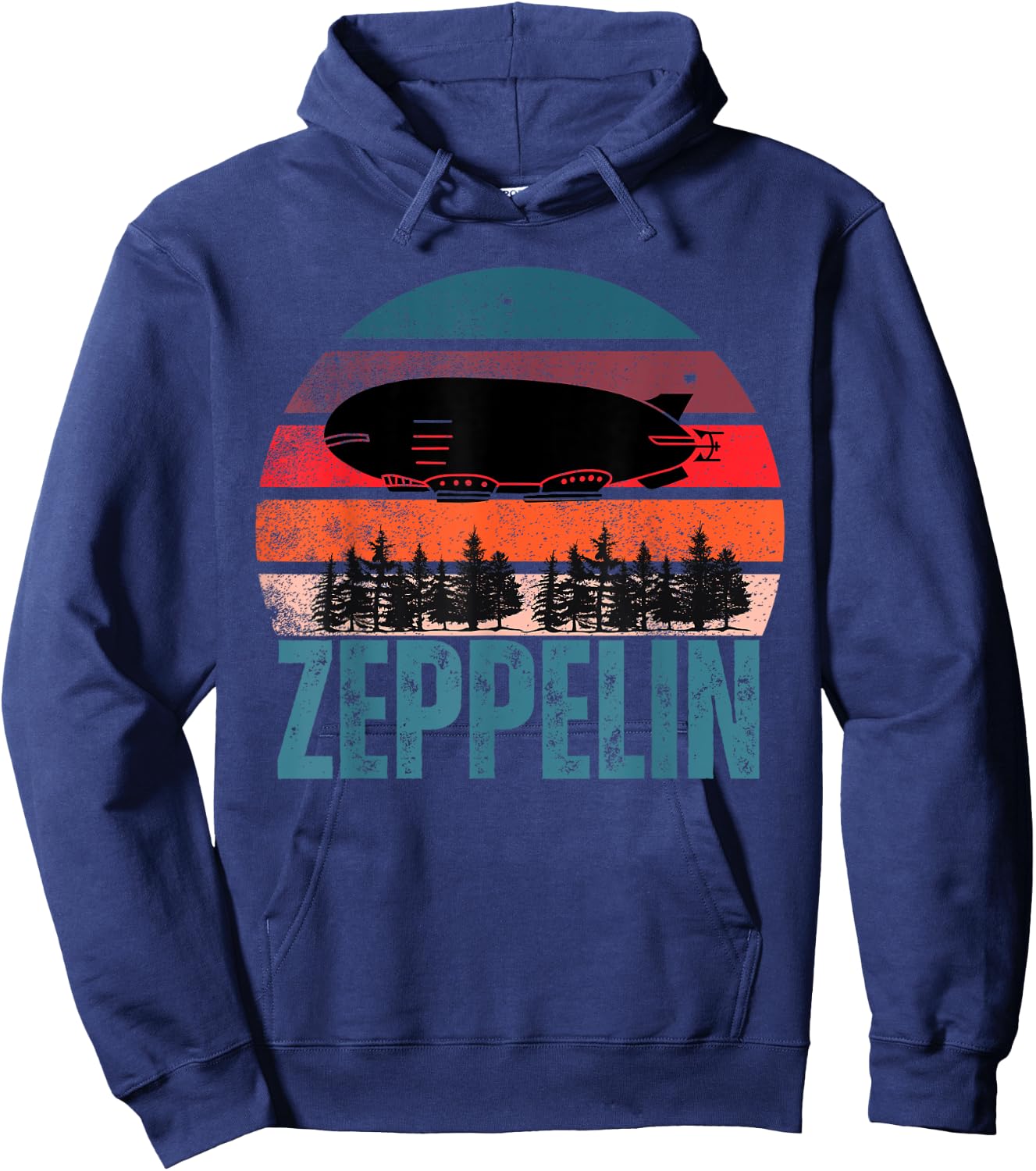 Retro Zeppelin 70s 80s Dirigible Airship Zepelin Zepplin Hoodie - Hoodie | Navy