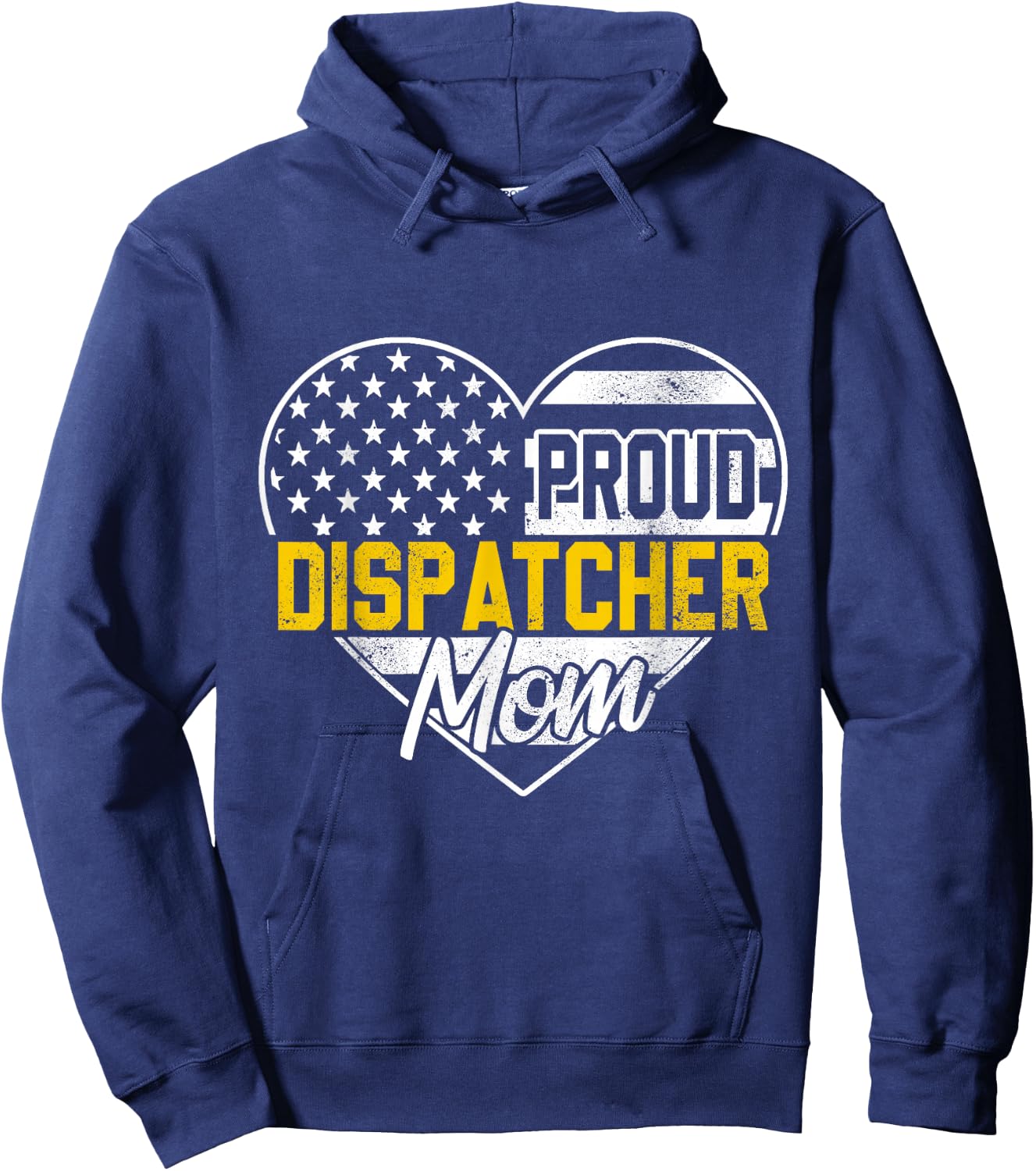 Proud 911 Dispatcher Mom American Flag Rescue Thin Gold Line Men Hoodie - Hoodie | Navy