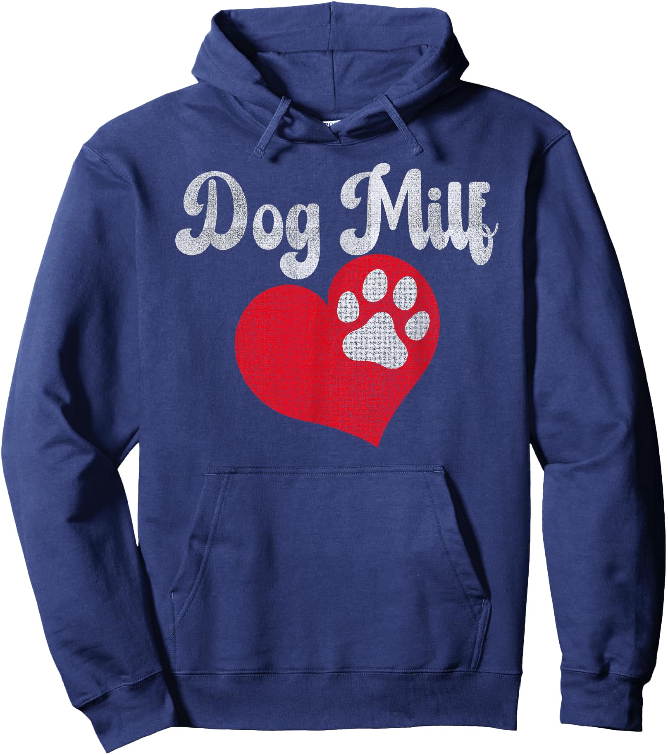 Vintage Dog Milf Cute Red Heart Dog Paw Dog Mom Hoodie - Hoodie | Navy