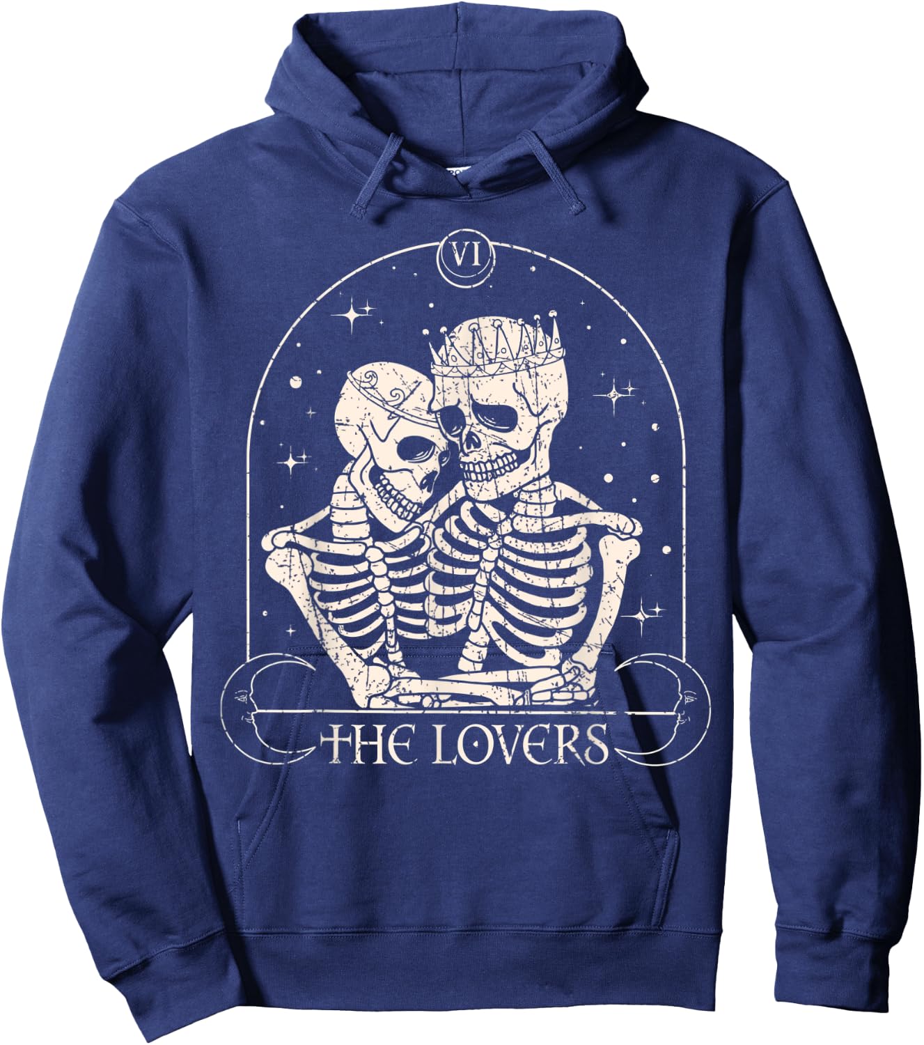 The Lovers Tarot Card Skeleton Valentines Day Halloween Hoodie - Hoodie | Navy