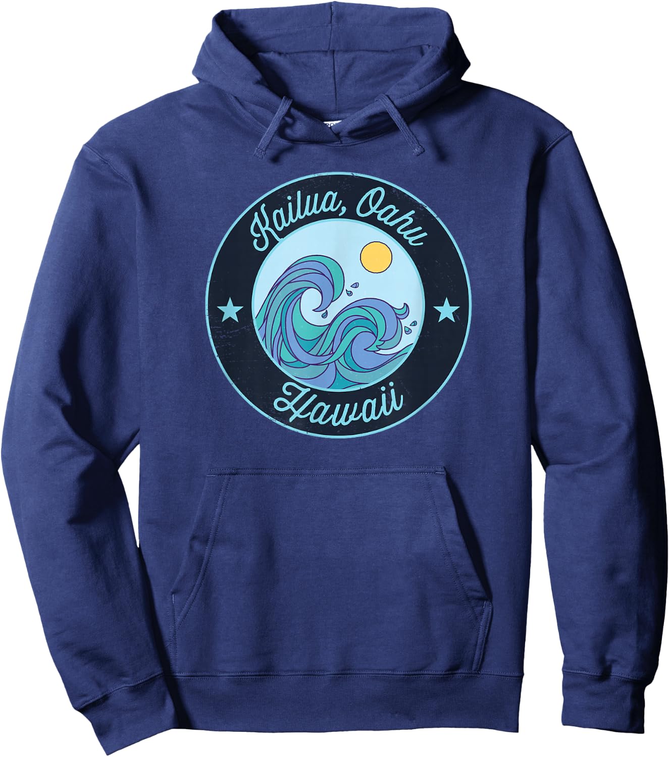Kailua, Oahu HI Hawaii Souvenir Nautical Surfer Graphic Hoodie - Hoodie | Navy