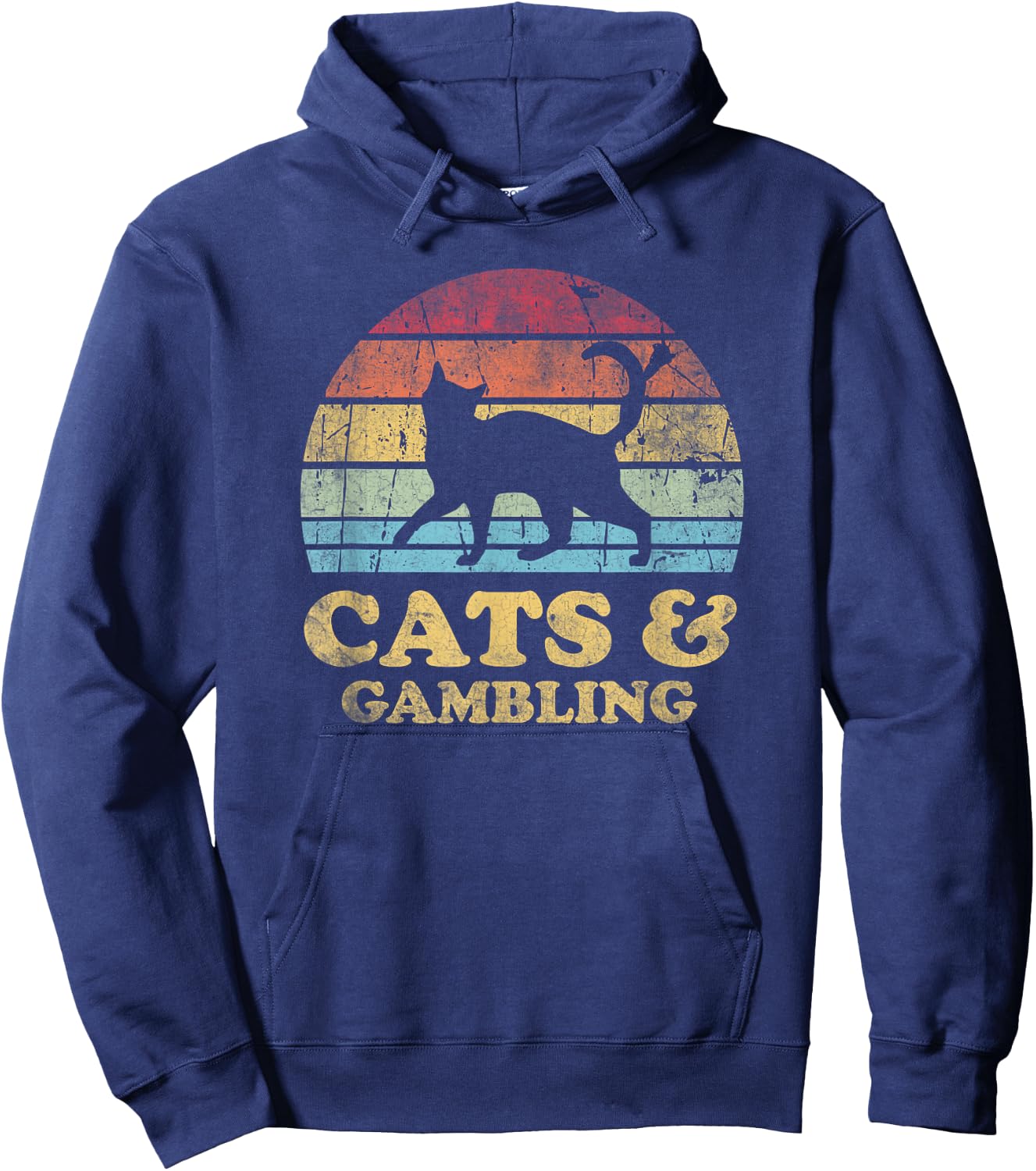 Funny Cats Gambling Vintage Distressed Retro Hobby Hoodie - Hoodie | Navy