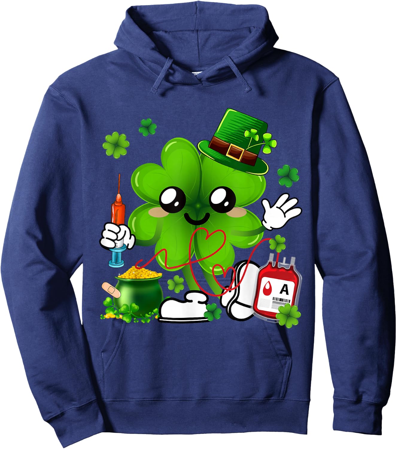 St. Patrick's Day Clovers Phlebotomist Shamrocks Family Hoodie - Hoodie | Navy