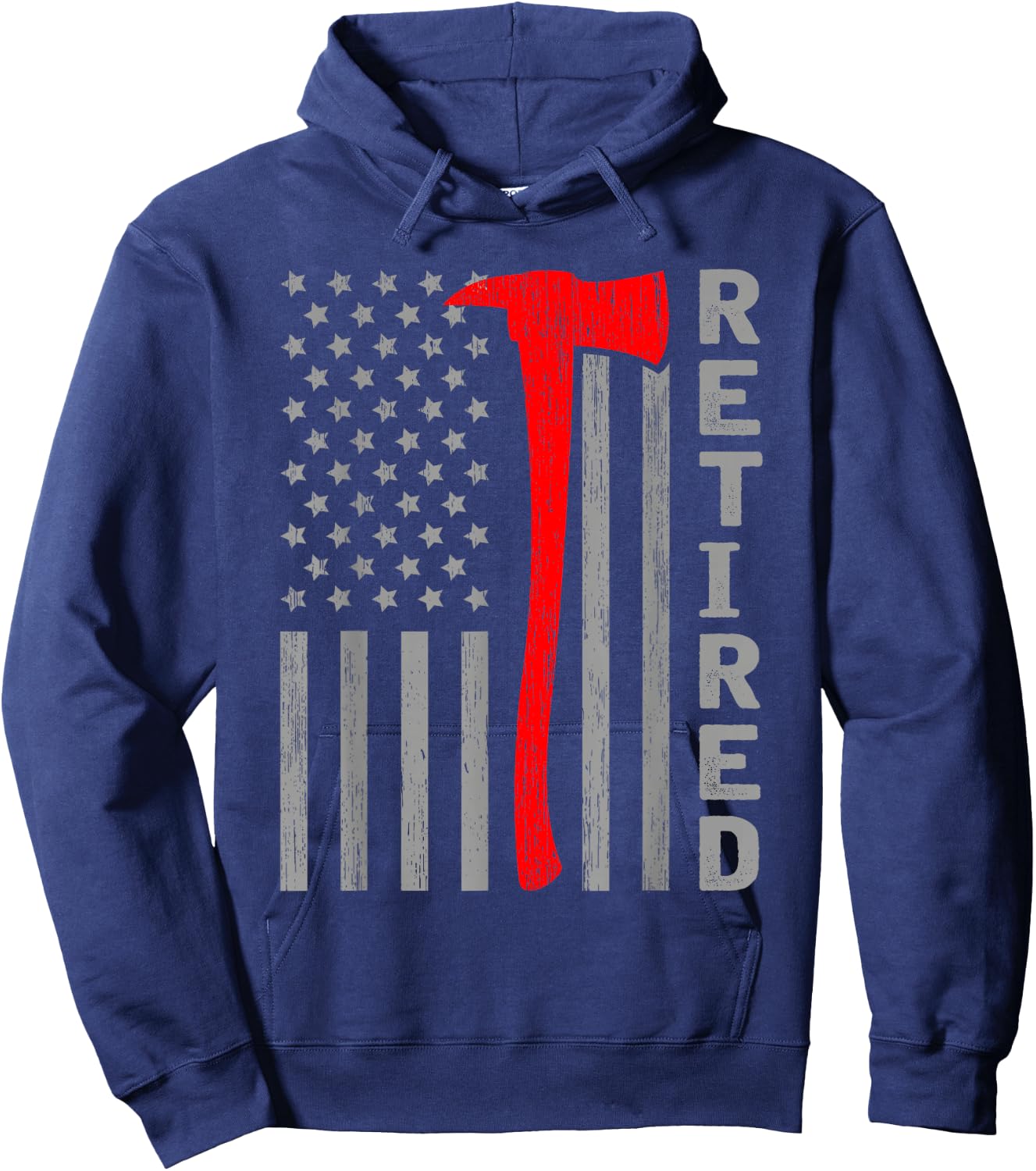 Funny Retired Firefighter USA Flag Fireman Retirement Outfit Hoodie - Hoodie | Navy
