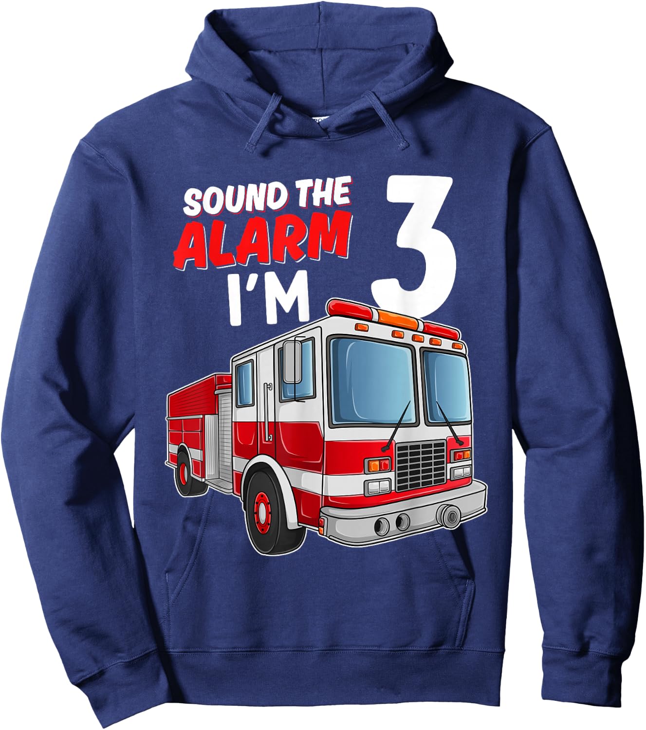 Kids Fire Truck 3rd Birthday 3 Years Old Boys Girls Kids Hoodie - Hoodie | Navy