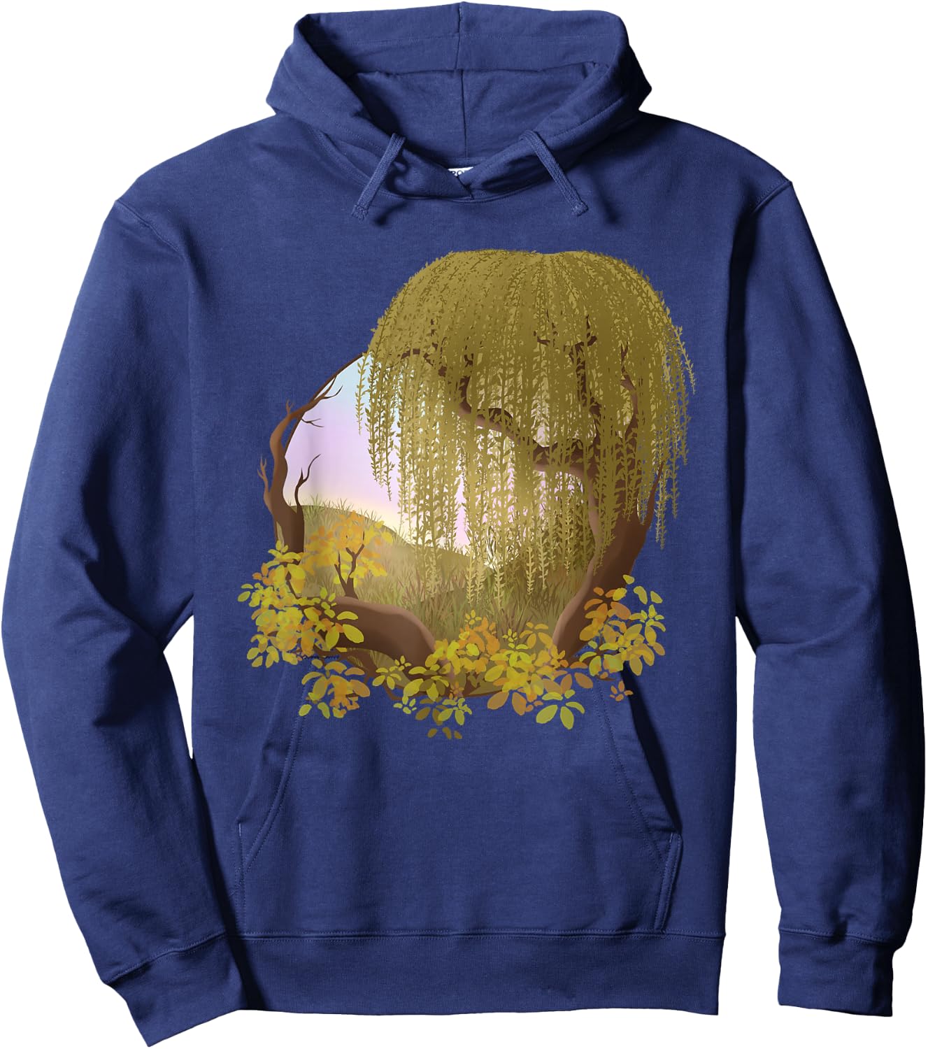 Hill Landscape with Tree Weeping Willow Hoodie - Hoodie | Navy