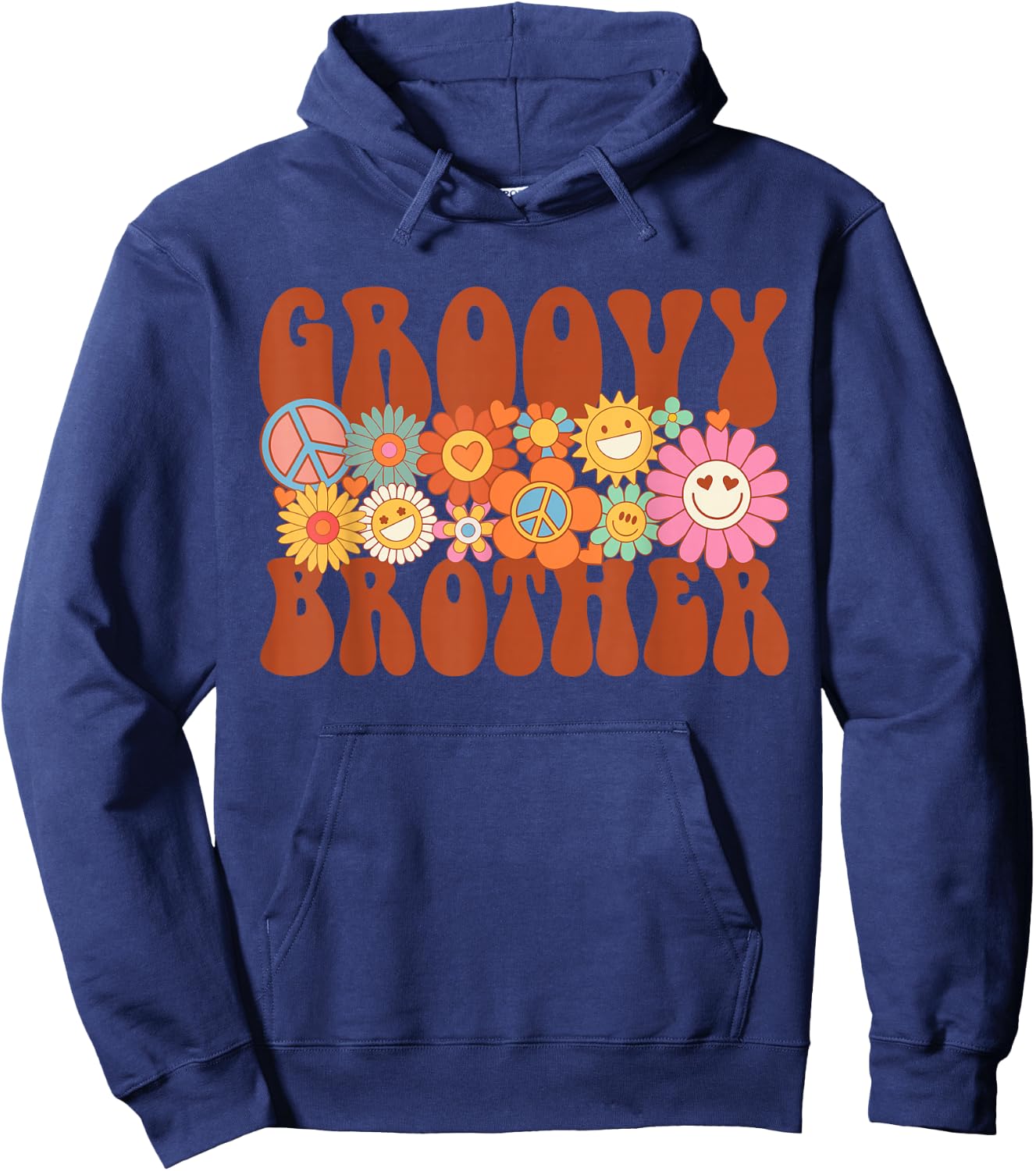 Retro Groovy Brother Matching Family Party Mother's Day Hoodie - Hoodie | Navy