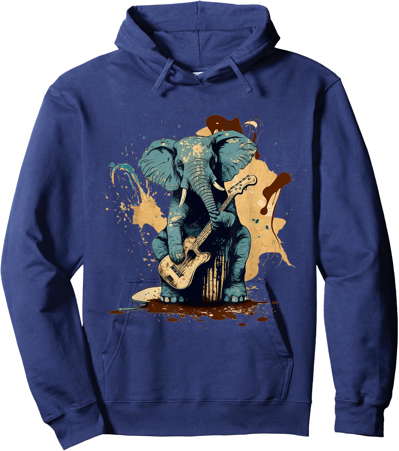Rock & Roll Elephant playing a guitar Hoodie - Hoodie | Navy