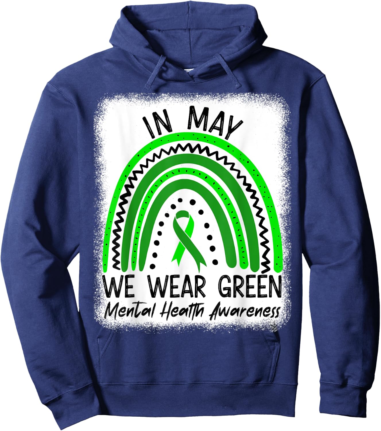 In May We Wear Green Mental Health Awareness Month Hoodie - Hoodie | Navy