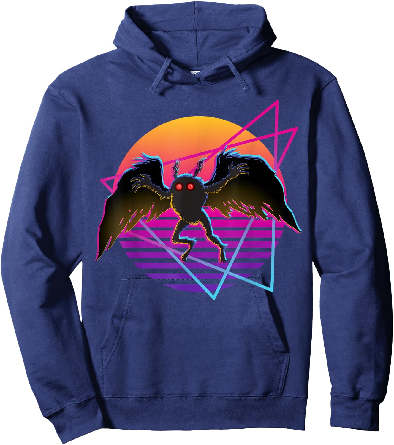 80s Mothman Retro 70s Monster Creepy Folklore Cryptid Hoodie - Hoodie | Navy