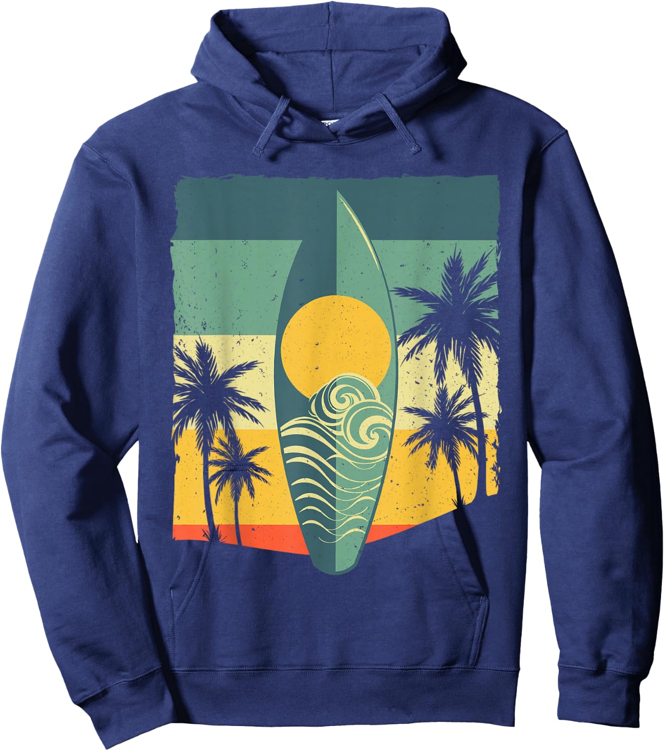 Cool Surfboard Women Surfer Retro Surf Sunset Beach Hoodie - Hoodie | Navy