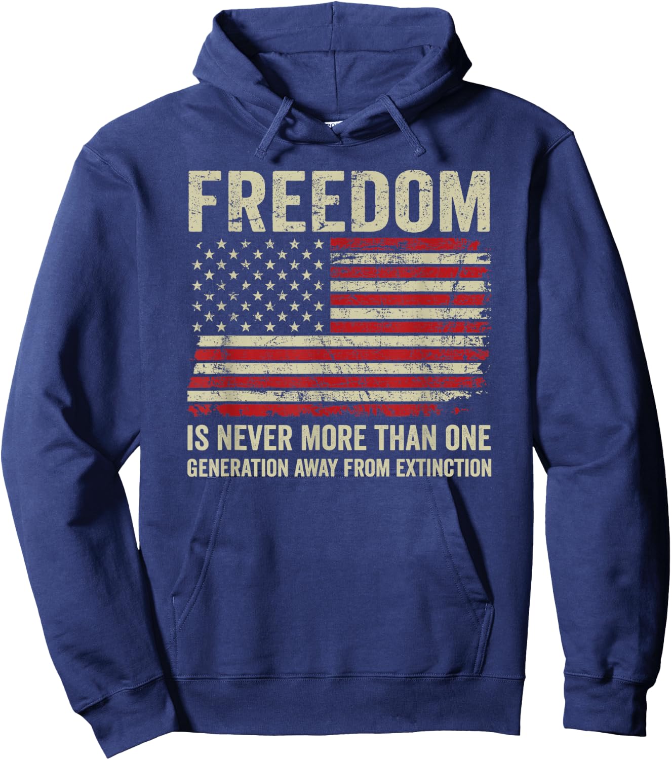 Freedom Extinction - Patriotic American Rights USA Flag Hoodie - Hoodie | Navy