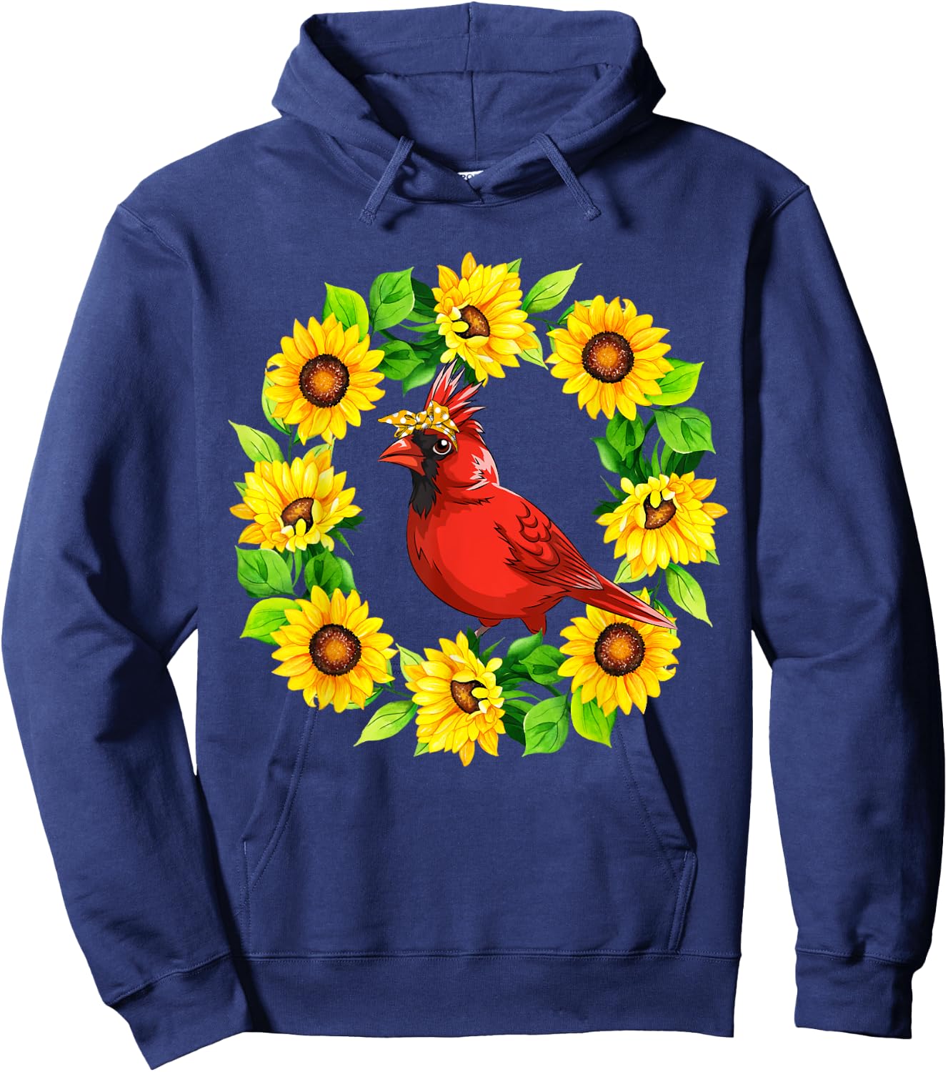 Cardinal Bird Bow Tie In Sunflowers Circle Animal Lover Kids Hoodie - Hoodie | Navy