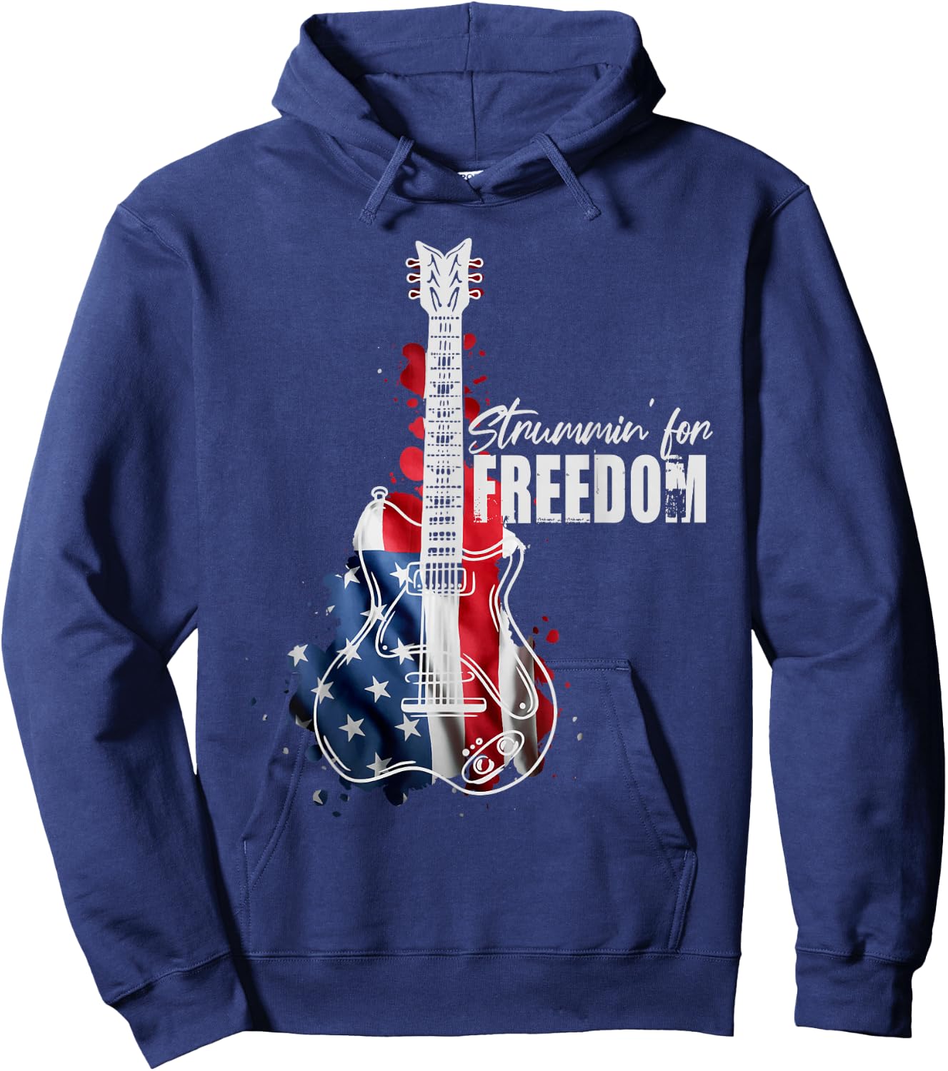 Patriotic Guitar American Flag 4th Of July Guitarist Hoodie - Hoodie | Navy