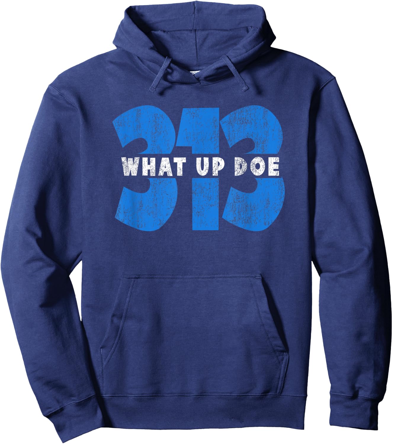 Detroit Born and Raised 313 Detroit Area Code Vintage Modern Blend Black Hoodie - Hoodie | Navy