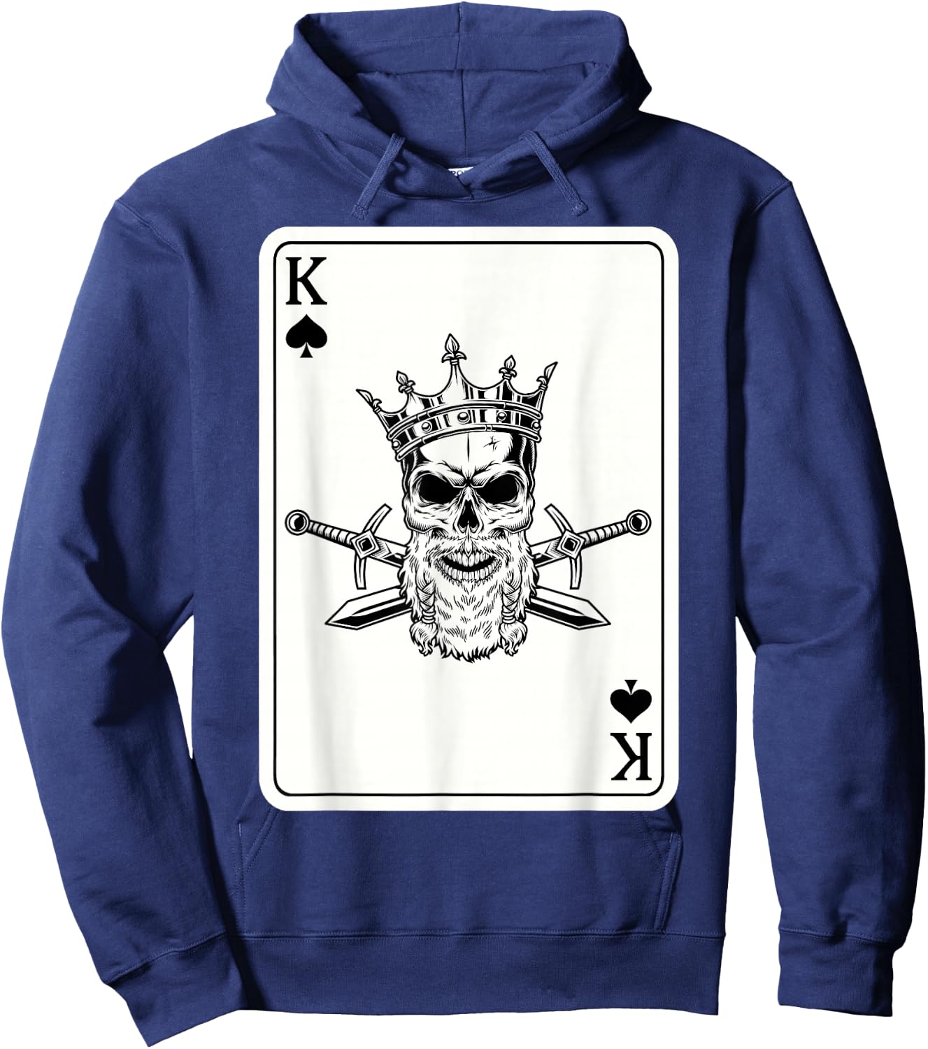 Couple Matching King And Queen of Spades 2/2 Skull Crown Hoodie - Hoodie | Navy