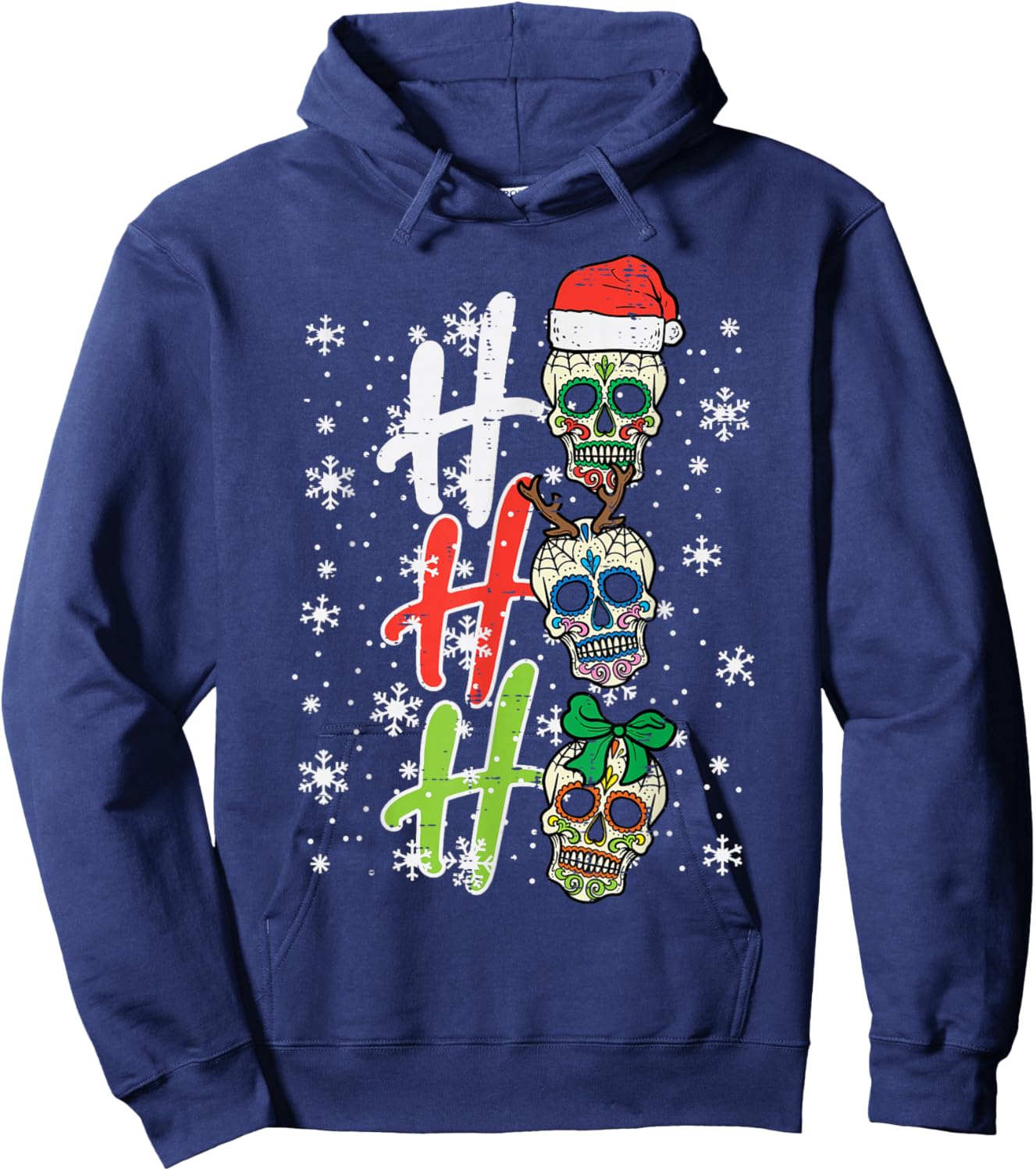 Christmas Sugar Skull Ho Ho Ho Xmas Mexican Men Women Kids Hoodie - Hoodie | Navy