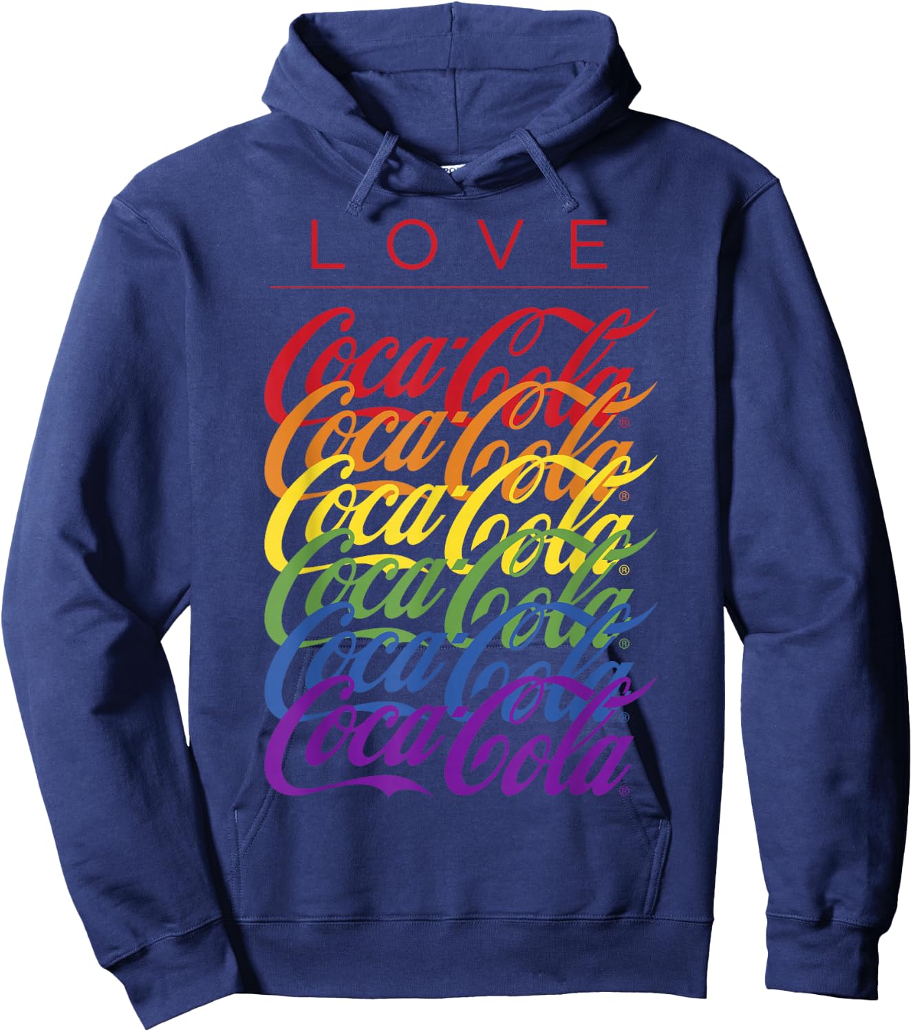 Coca-Cola Pride Love Rainbow Logo Stack Hoodie - Hoodie | Navy