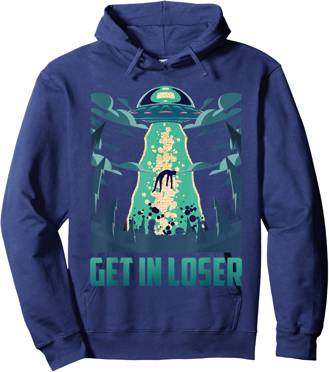 Get In Loser Funny UFO Alien Hoodie - Hoodie | Navy