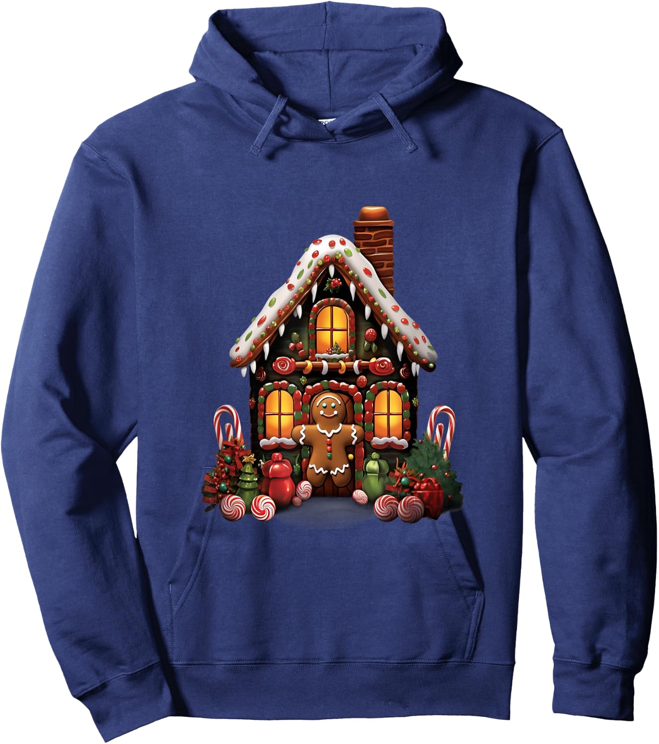Christmas Gingerbread House Candy Cane X-Mas Pajamas Party Hoodie - Hoodie | Navy