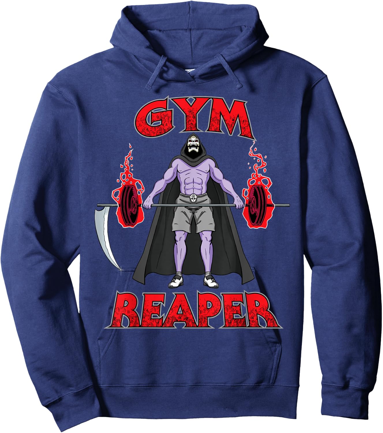 Gym Reaper - Swole Grim Reaper Halloween Gym Lifting Workout Hoodie - Hoodie | Navy