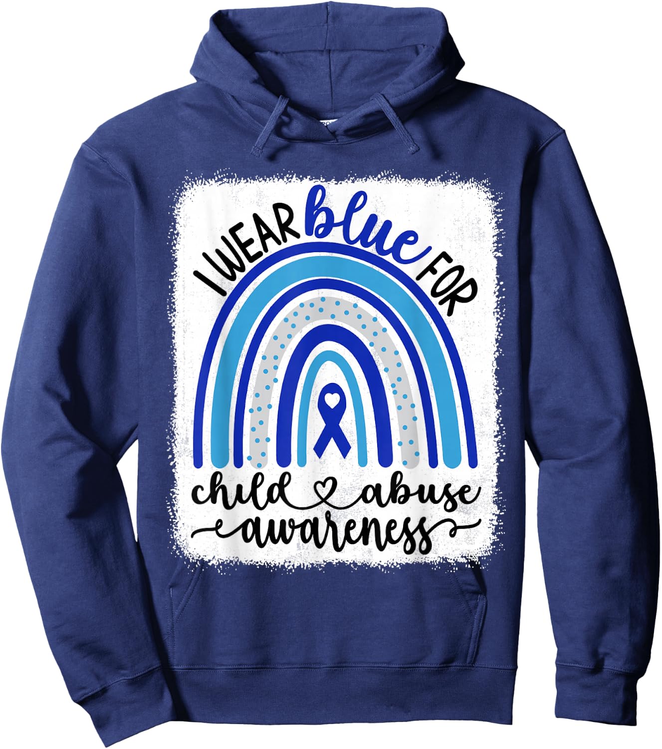 In April We Wear Blue Pinwheel Child Abuse Prevention Month Hoodie - Hoodie | Navy