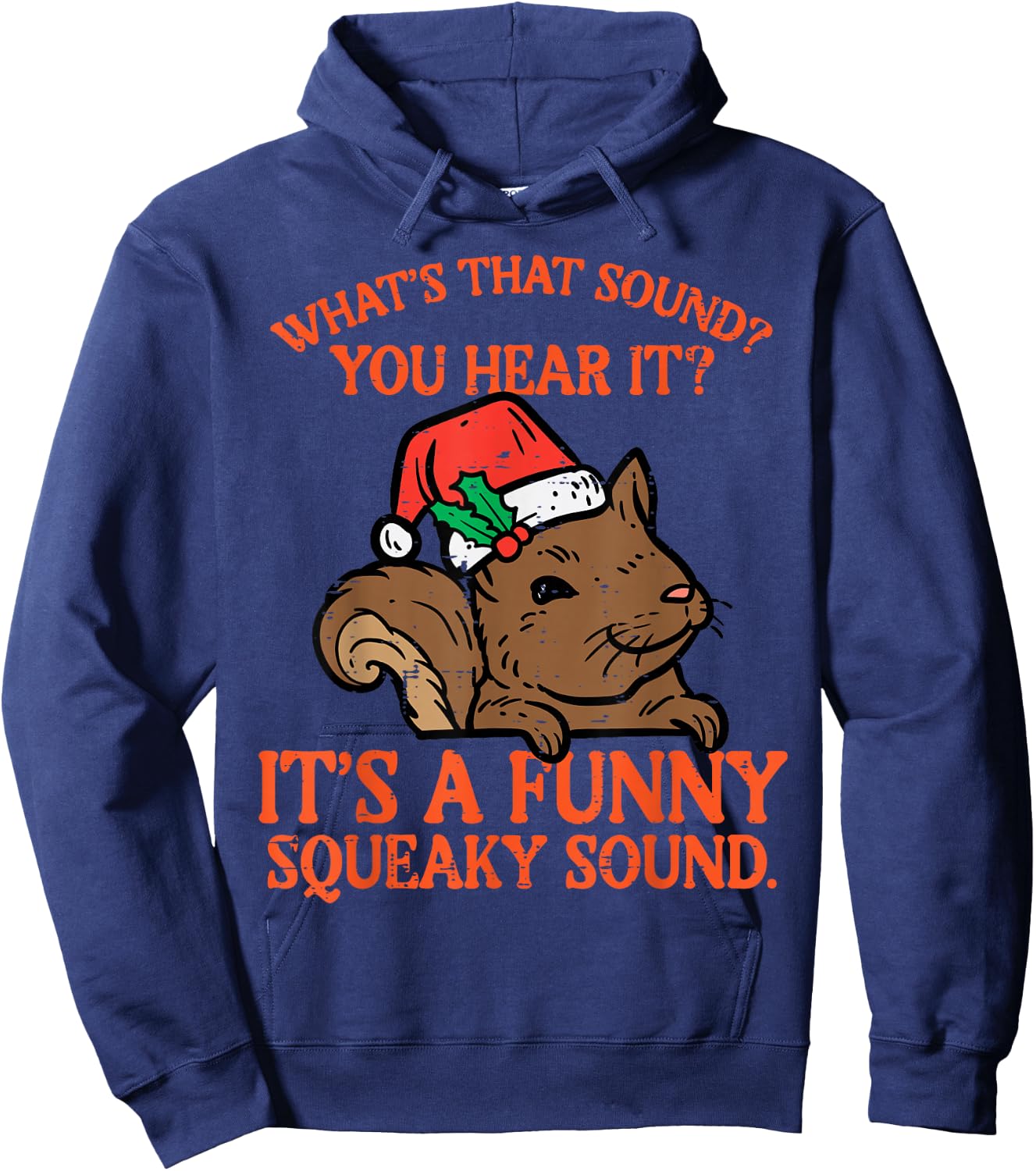 Christmas Squirrel Funny Squeaky Sound Xmas Kids Women Men Hoodie - Hoodie | Navy