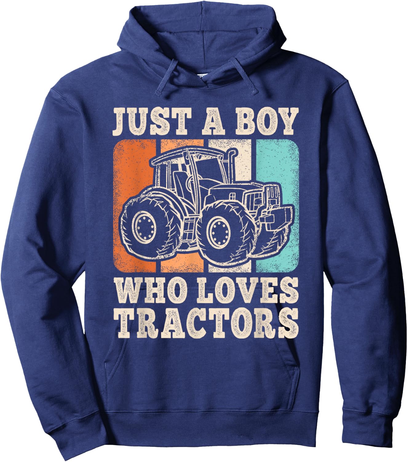Just A Boy Who Loves Tractors Farming Farm Funny Boys Farmer Hoodie - Hoodie | Navy