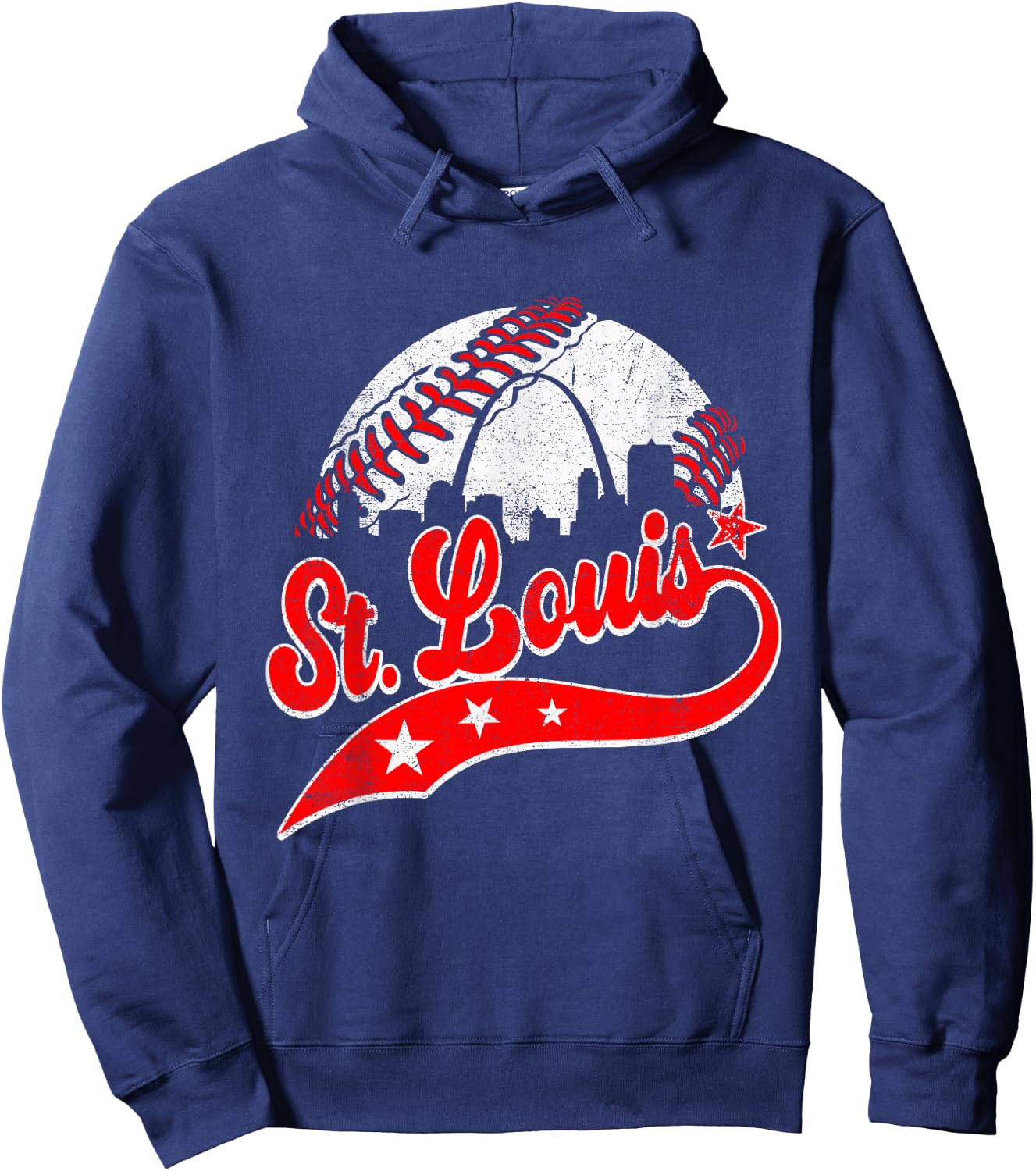 St. Louis Cityscape Distressed Baseball Men Women Kids Hoodie - Hoodie | Navy