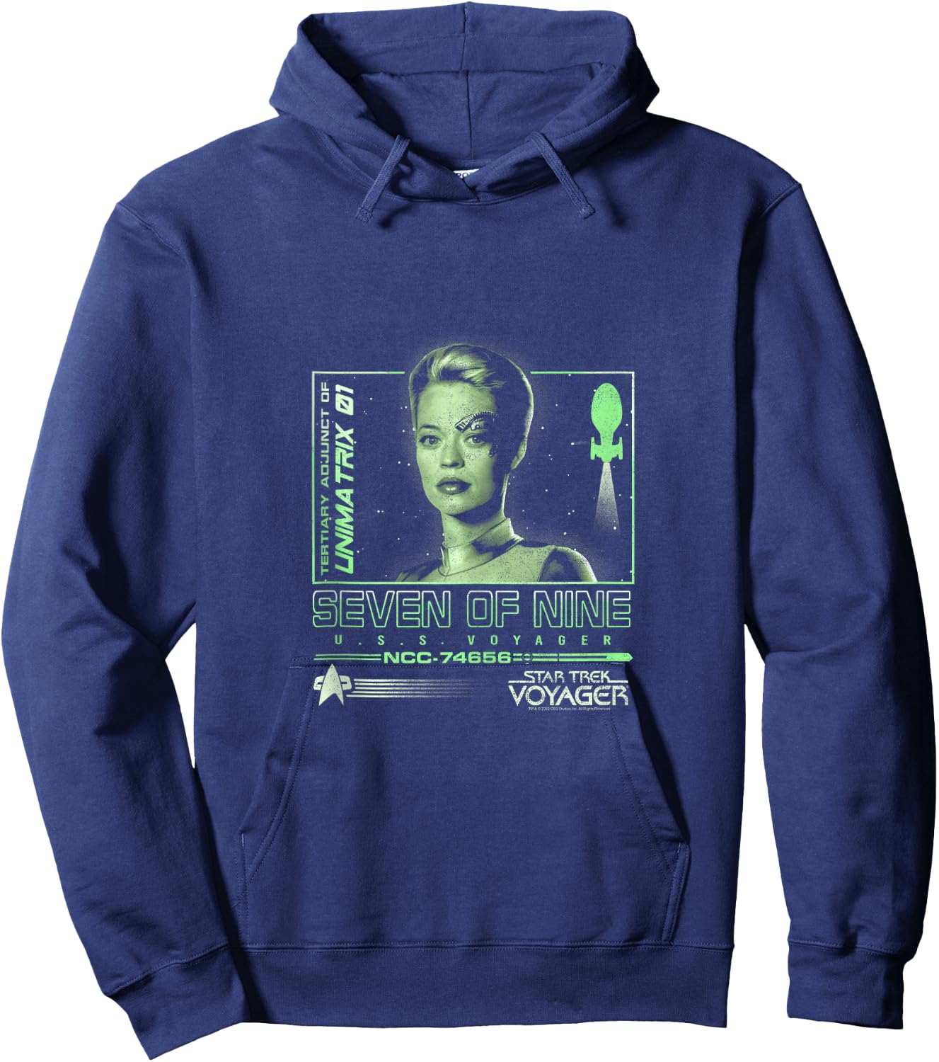 Star Trek: Voyager Seven Of Nine Neon Starfleet Portrait Hoodie - Hoodie | Navy