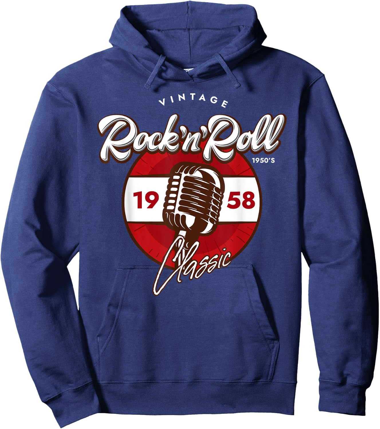 Vintage Rock And Roll 1950's Classic Microphone Songwriter Hoodie - Hoodie | Navy