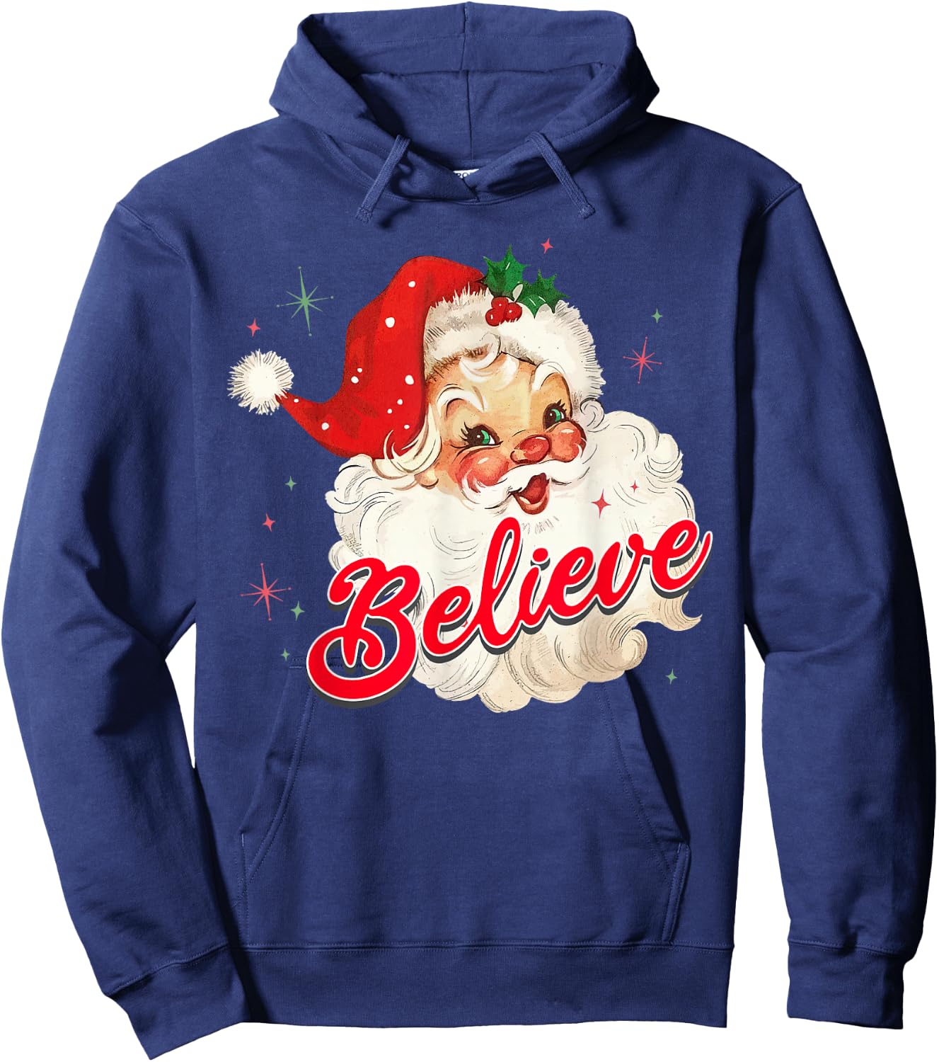Vintage Santa Claus Believe Christmas Women Boys Girls Hoodie - Hoodie | Navy