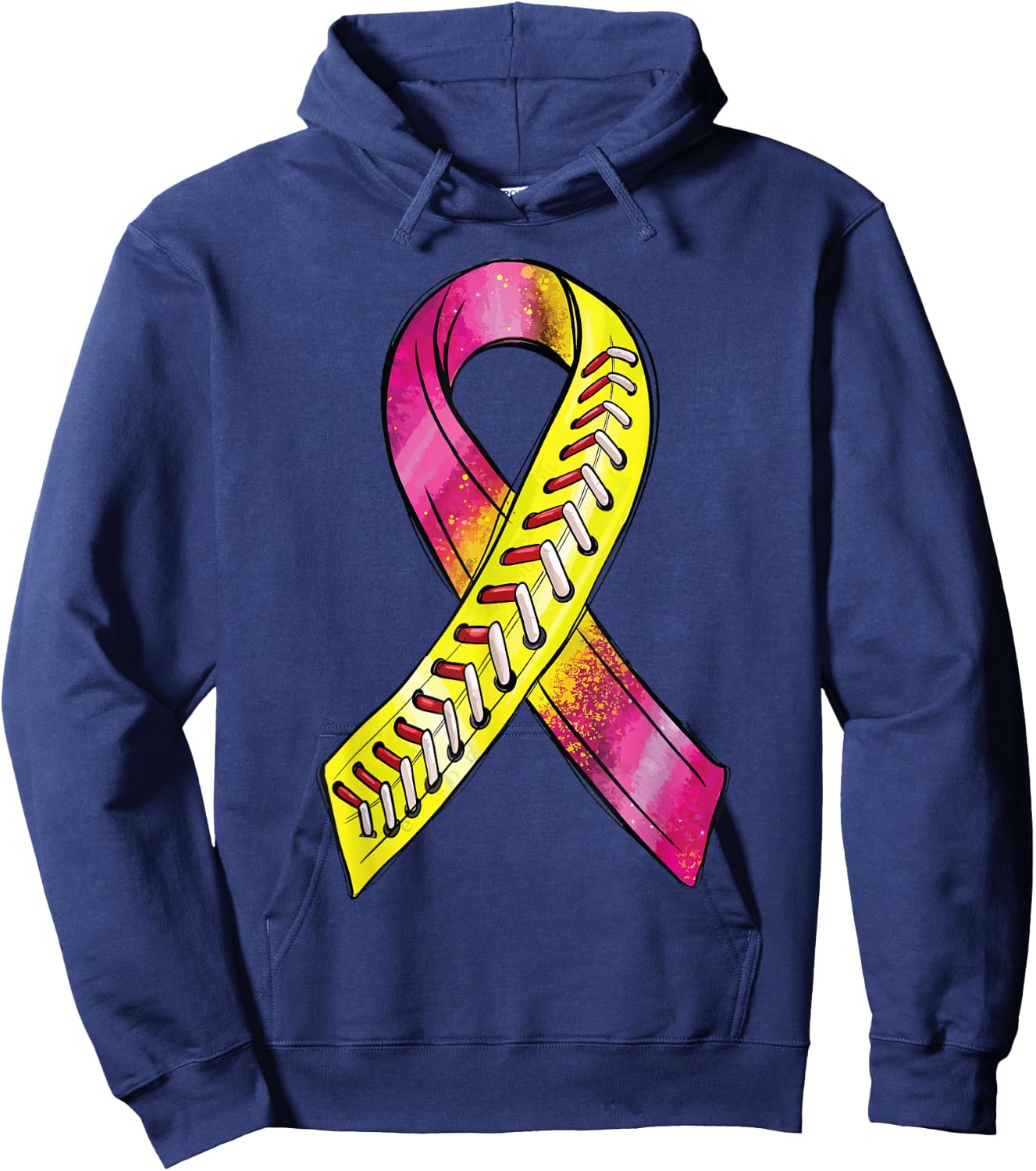 Strike Out Breast Cancer Awareness Day Pink Ribbon Softball Hoodie - Hoodie | Navy