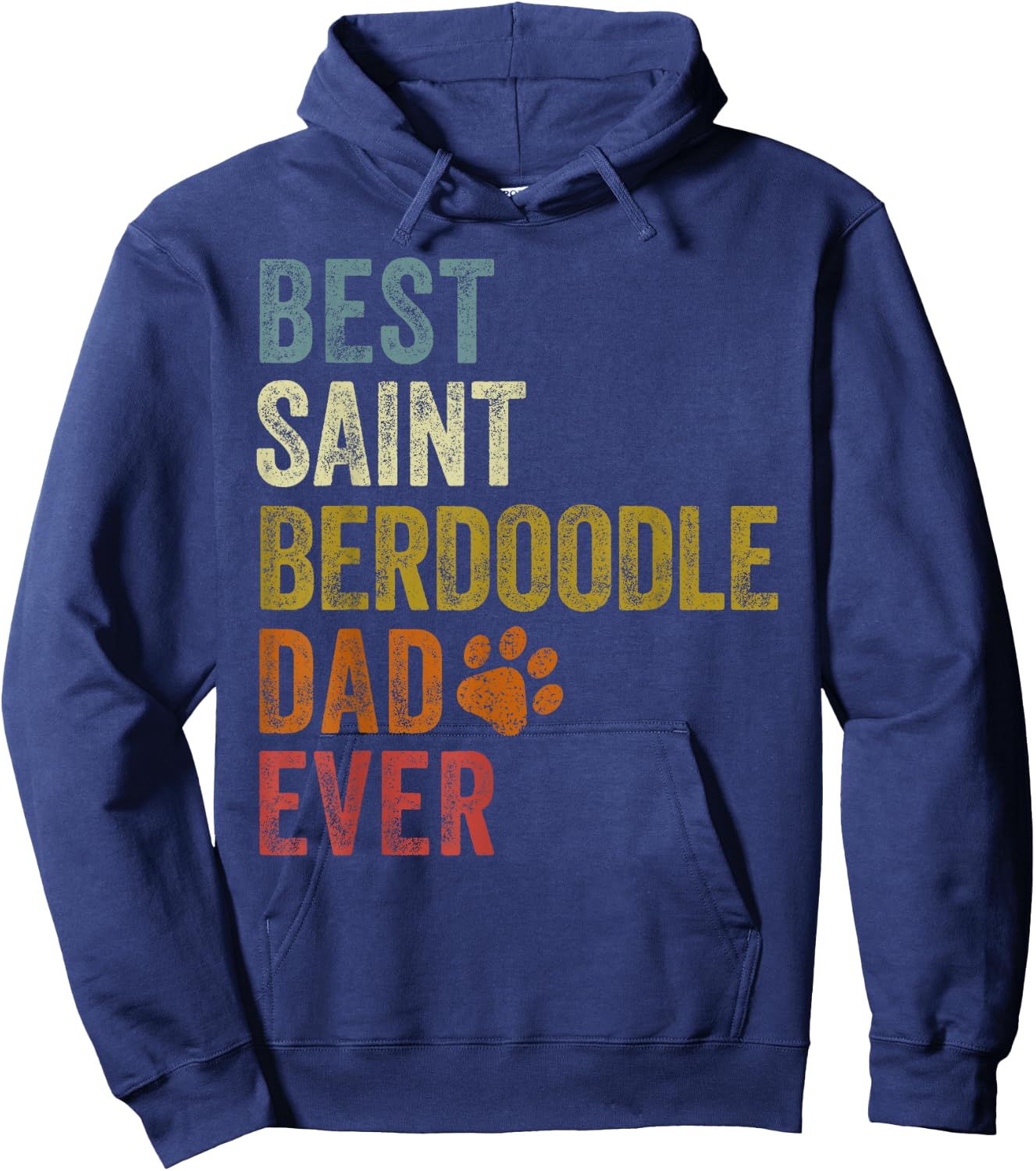 Retro Best Saint Berdoodle Dad Ever Dog Papa Father's Day Women Girls Kids Hoodie - Hoodie | Navy