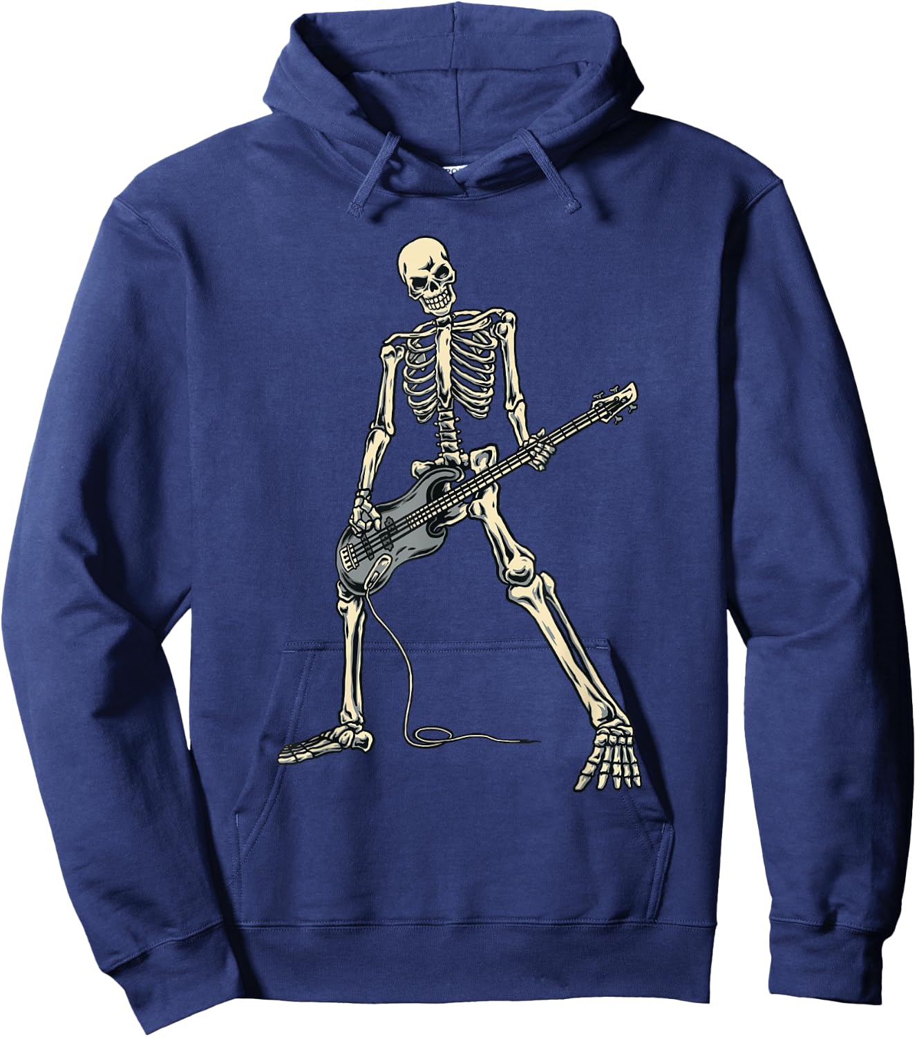 Skeleton Playing Bass for Bassist and Bass Guitarist Present Hoodie - Hoodie | Navy