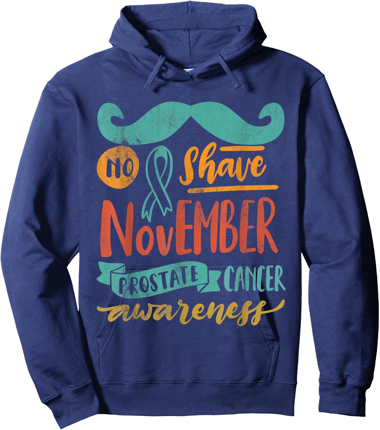 November No Shave Prostate Cancer Awareness Retro Vintage Hoodie - Hoodie | Navy