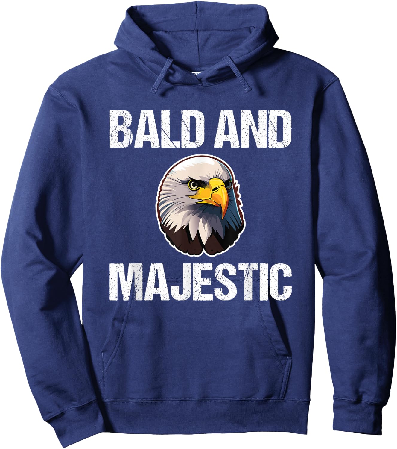 Bald & Majestic - Funny Bald Eagle Dad Husband Grandpa Bald Hoodie - Hoodie | Navy