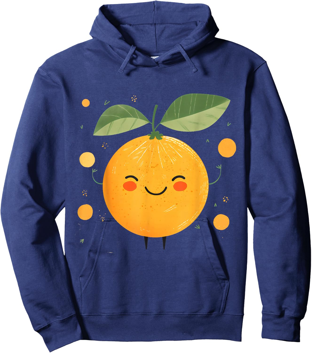 Cute Orange Fruits Happy Lover Tangerine Citrus Face Summers Hoodie - Hoodie | Navy