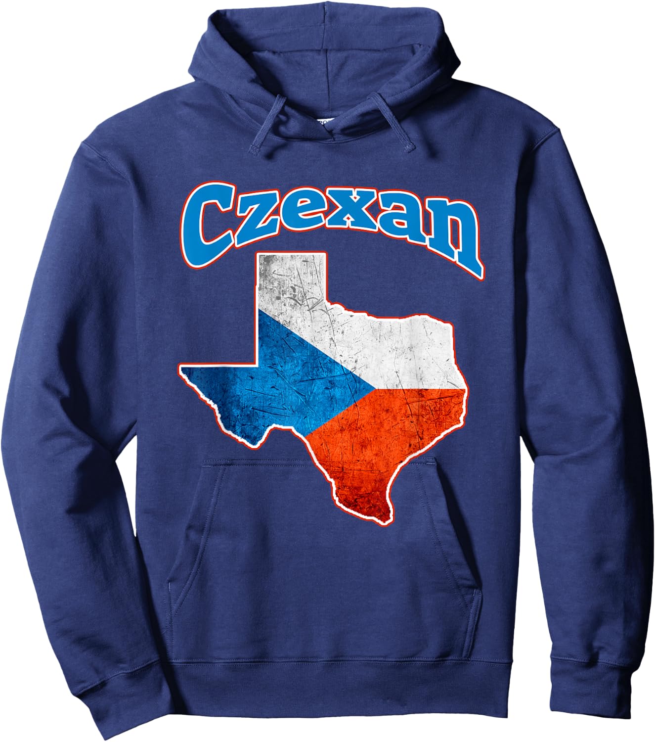 Texas For Funsies and Gifts Czexan Czech Heritage Texas Roots Hoodie - Hoodie | Navy