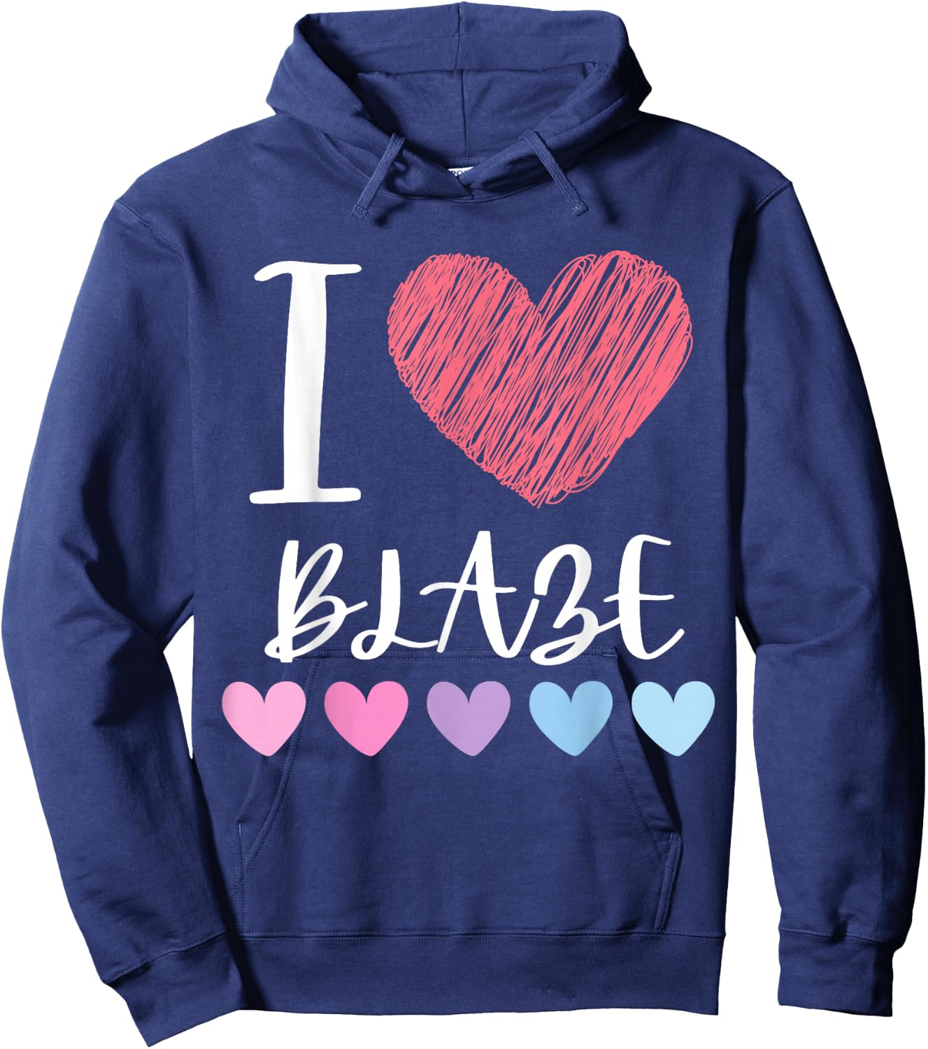 I Love BLAZE Personalized Name Cool Birthday Party Hoodie - Hoodie | Navy