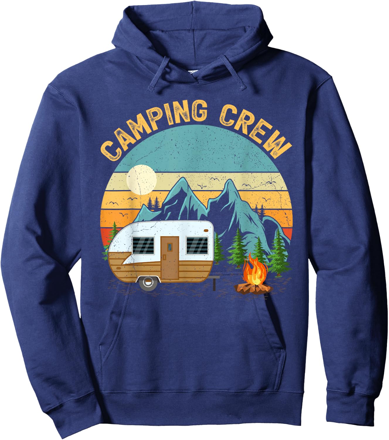 Retro Vintage Camper Camping Crew Hoodie - Hoodie | Navy