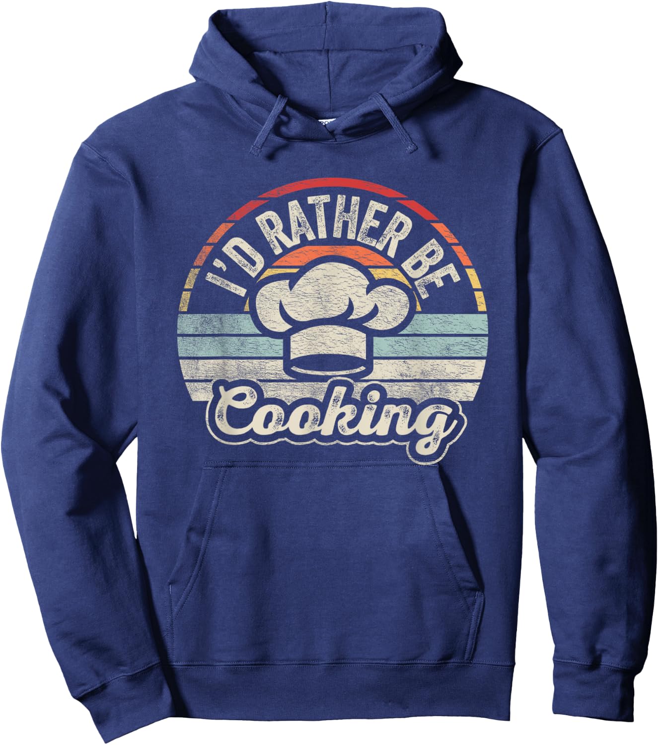 Nice 'n Cool Retro Vintage I'd Rather Be Cooking Funny Chef Black Short Sleeve Hoodie - Hoodie | Navy