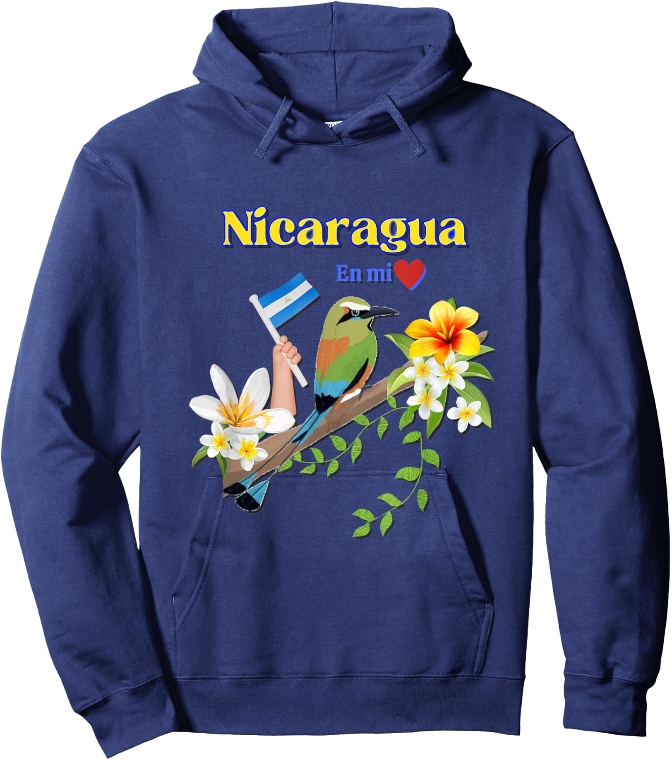 Nicaragua En Mi Corazon Patriotic Signs Hoodie - Hoodie | Navy