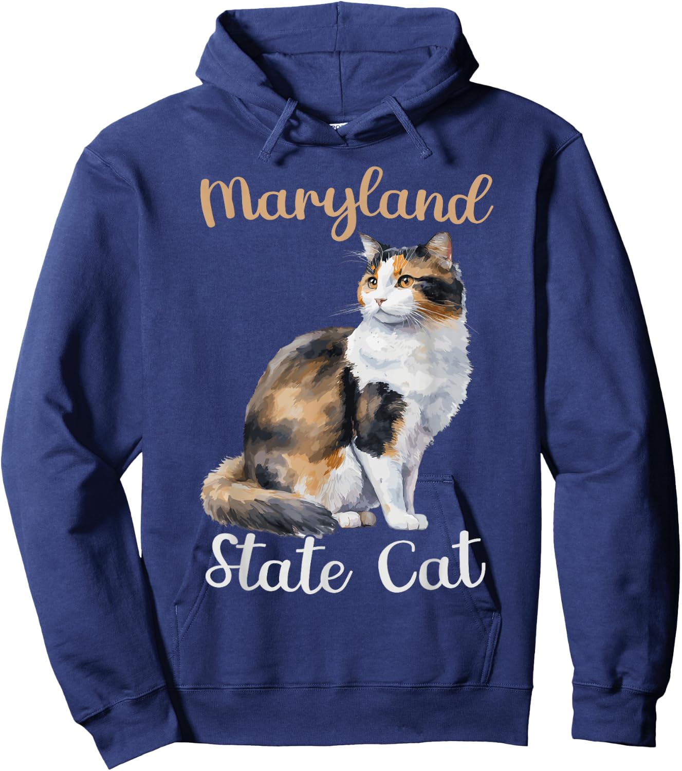 Caliby Tricolour Maryland State Cat Outfit Dilute Calico Cat Hoodie - Hoodie | Navy